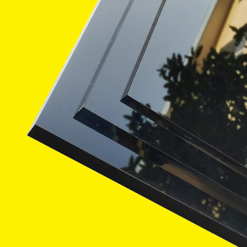 Panneau en acrylique noir, panneau en verre organique semi-transparent, panneau de fond personnalisé Épaisseur : 1 mm, 2 mm, 3 mm, 4 mm, 5 mm