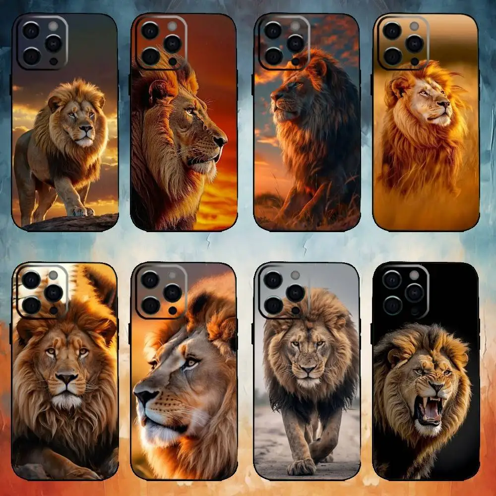 

The Lion Phone Case For iPhone17,16,15,14,13,12,11 Plus,Pro Max Soft Black Cover