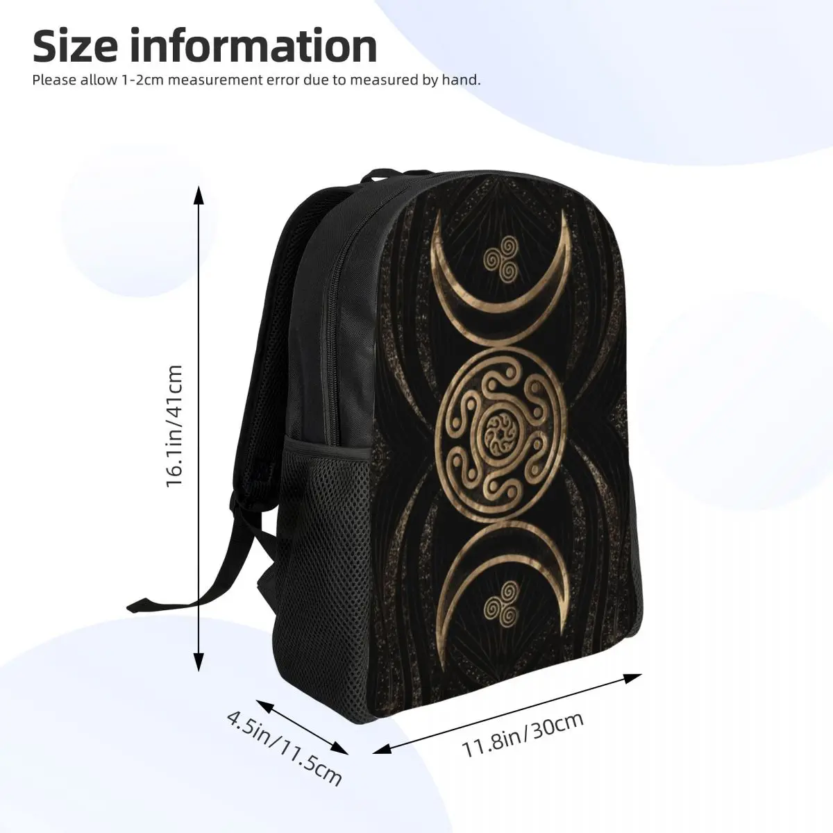 Personalizzato Hecate Wheel Triple Moon Goddess zaino impermeabile College School Goth pentagramma strega stregoneria borsa stampa Bookbag