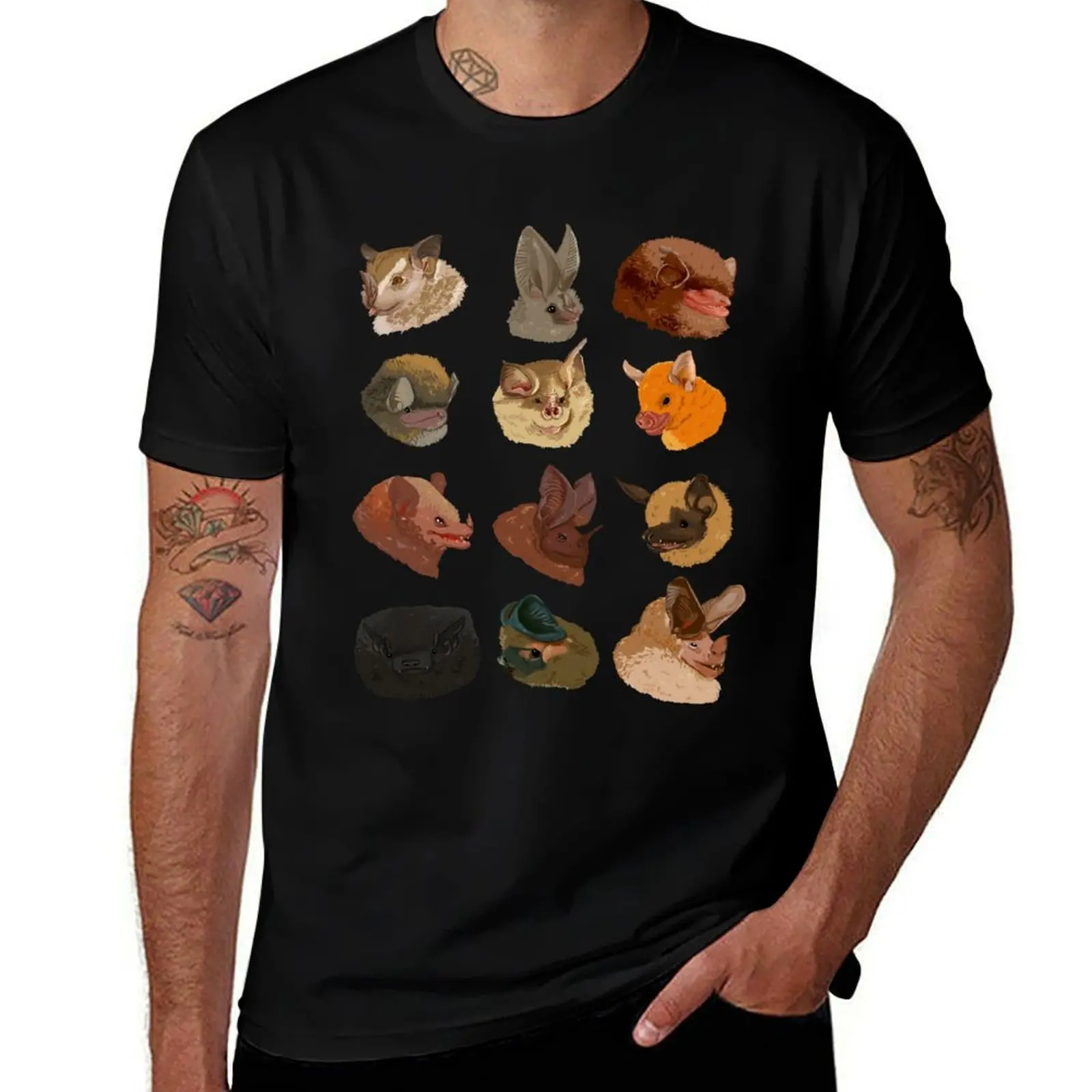 Bat face sheet 2 T-Shirt Large Size Casual Short Sleeve Top T-Shirt