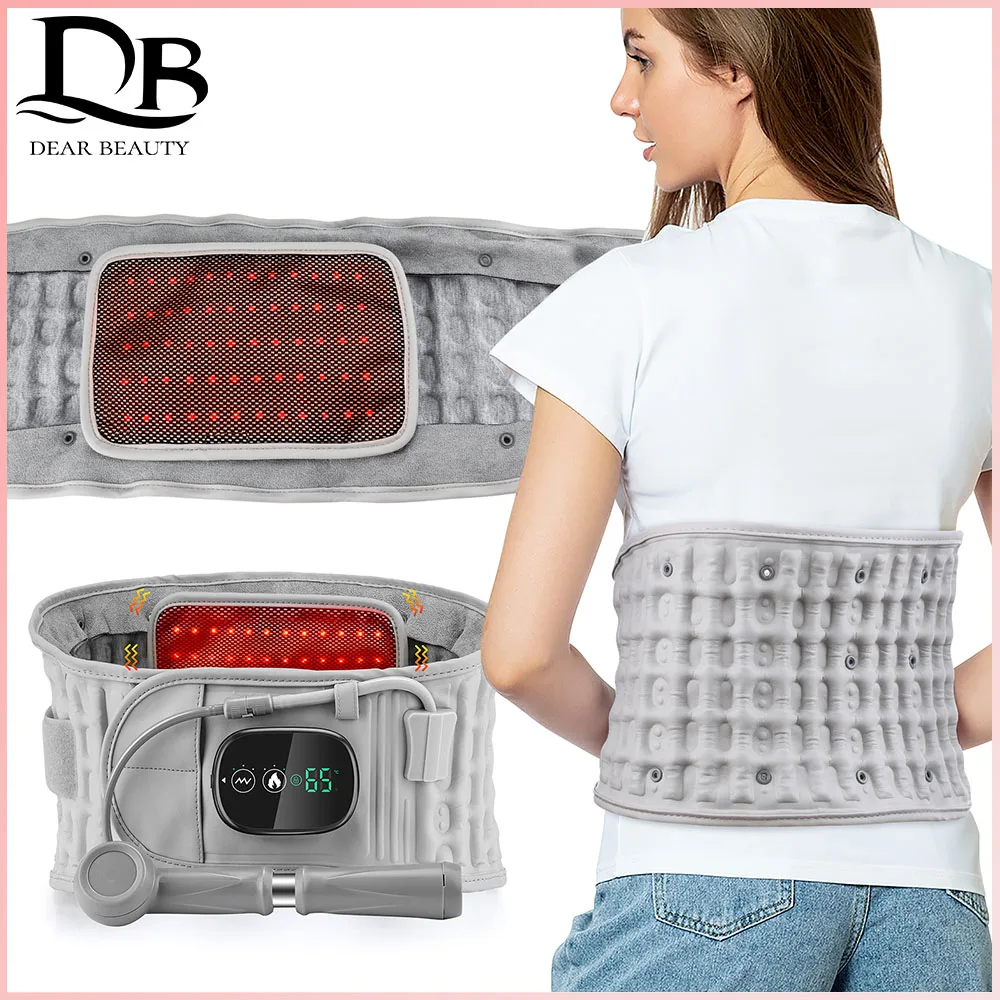 

Waist Heating Vibration Massage Inflatable Back Belt Red Light Air Decompression Brace Support Lumbar Abdomen Relief Pain USB