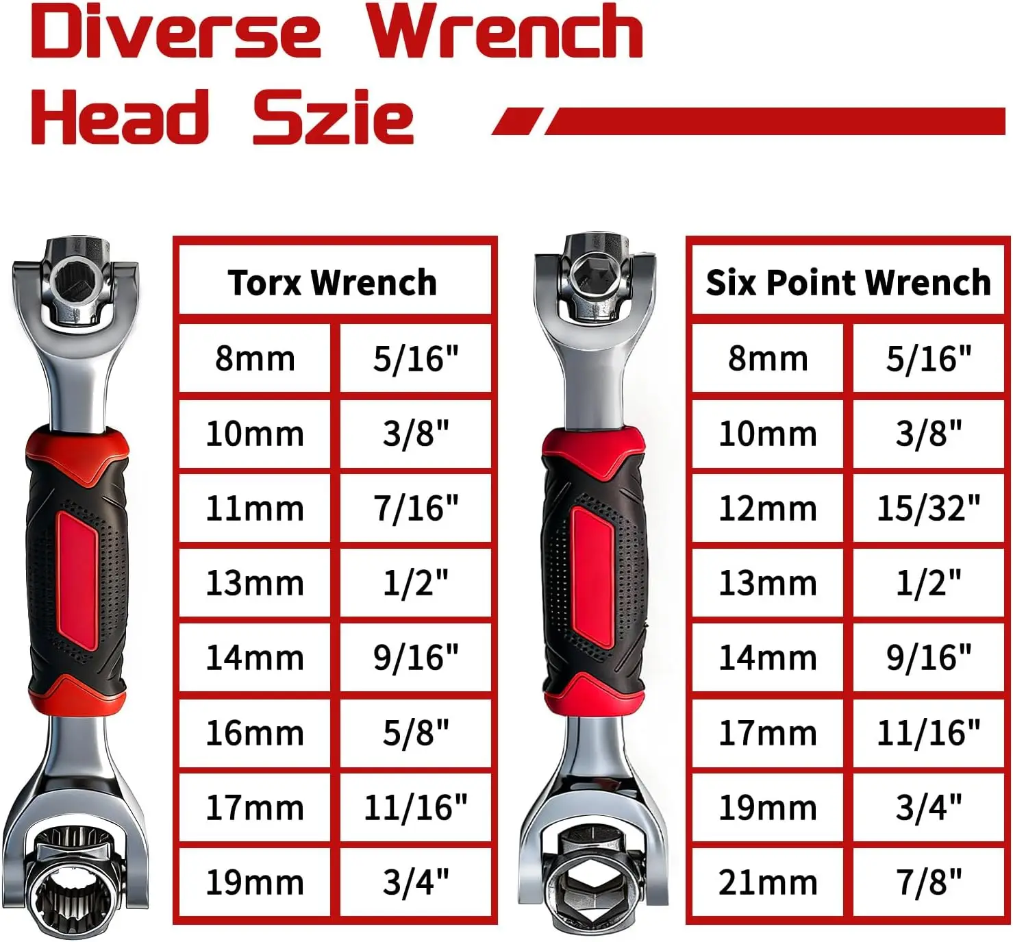 2-Pack 52-in-1 Universal Socket Wrench, Rubber Grip, 360° Rotating Head, Labor-Saving, Ideal for Car Repair & Gifting