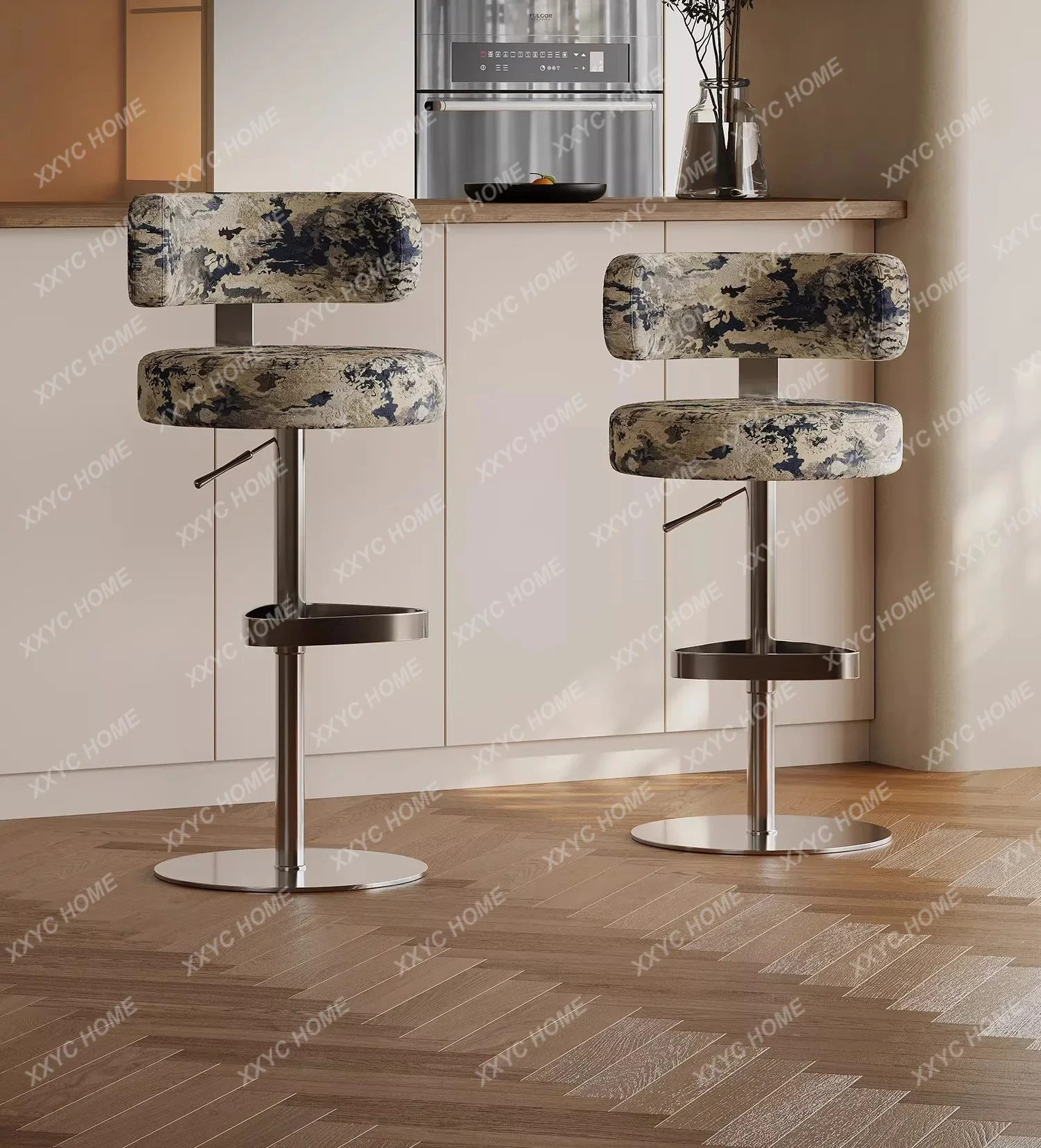 Lifting and rotating household living room backrest dining bar chair