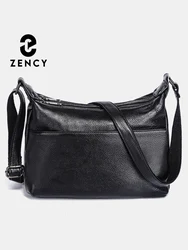 Zency 100% prawdziwej skóry moda fioletowa damska torba na ramię wysokiej jakości eleganckie damskie torby typu Crossbody czarna torba 2024