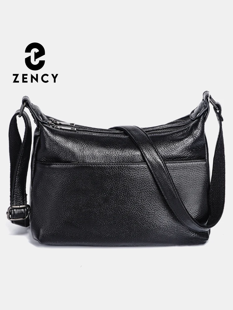 Elegancka damska torebka na ramię Zency z prawdziwej skóry, modna listonoszka crossbody dla kobiet, ciemnoczerwona, niebieska, 100% skórzana torba typu satchel, hobo.