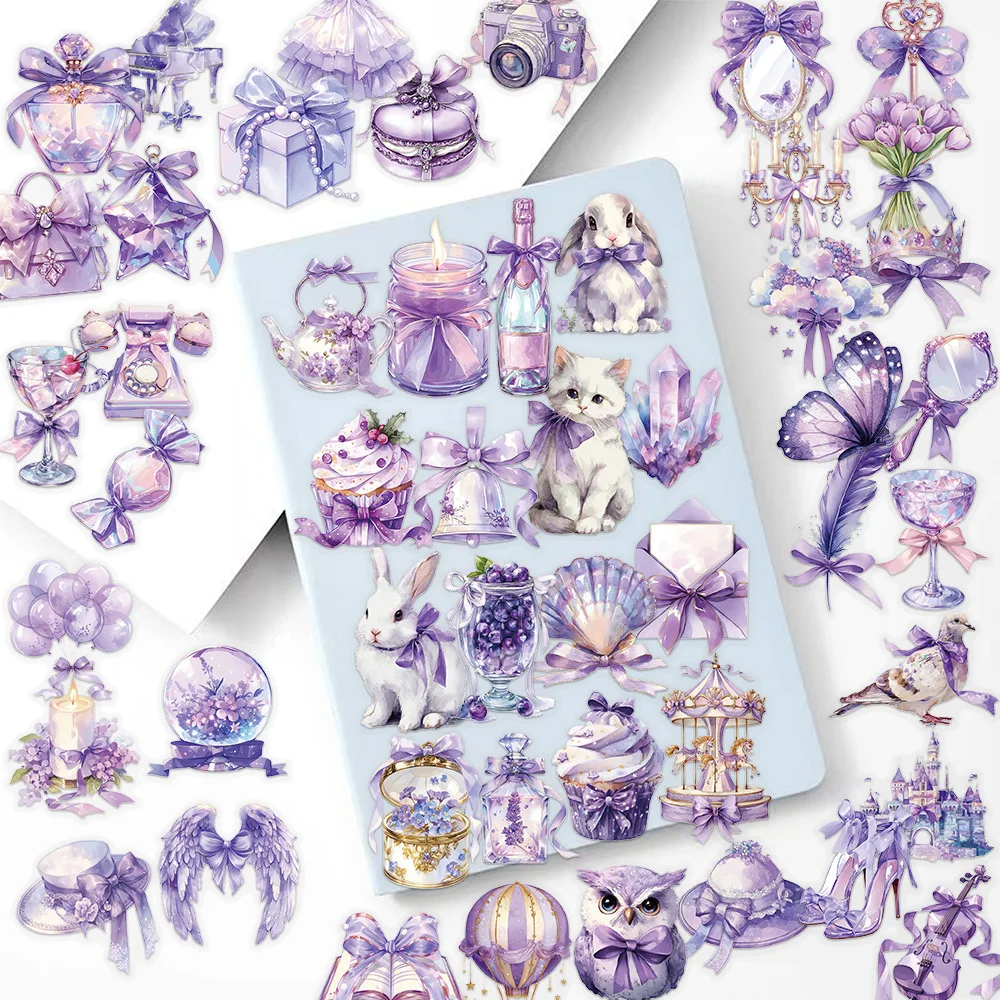 50 قطعة من الملصقات الأرجوانية الخيالية الكرتونية على شكل قلب جرلي شفاف للحيوانات الأليفة المزخرفة للكمبيوتر المحمول والأمتعة iPad ملصقات مقاومة للماء لعبة أطفال #6