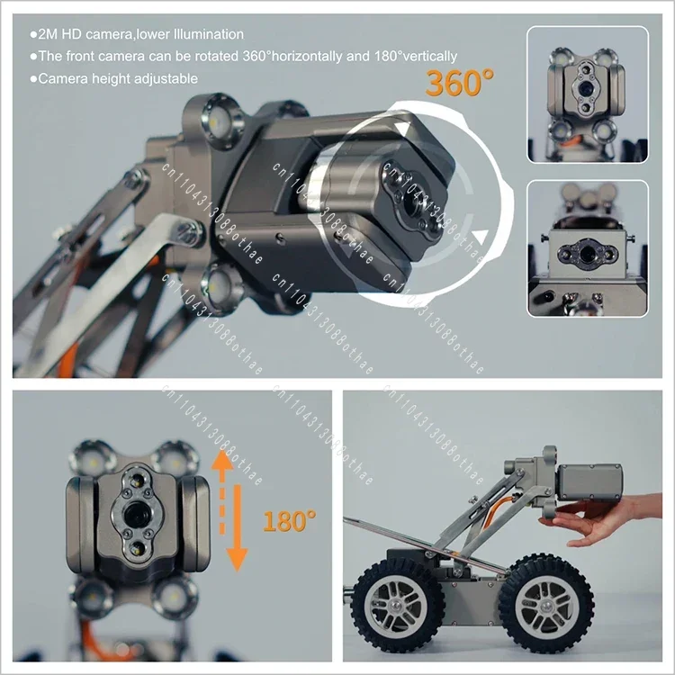 Waterproof 60m Cable Large Sewer Pipe Inspection Crawler Camera Robot System