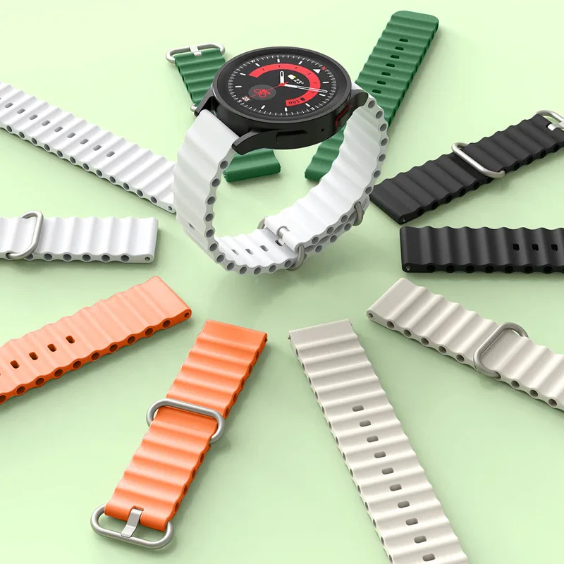 Ocean bands For Samsung Galaxy Watch7 6-4 classic/5-Pro/active 2/Gear S3 Silicone 22mm 20MM bracelet Huawei GT 4-3-2 watch strap