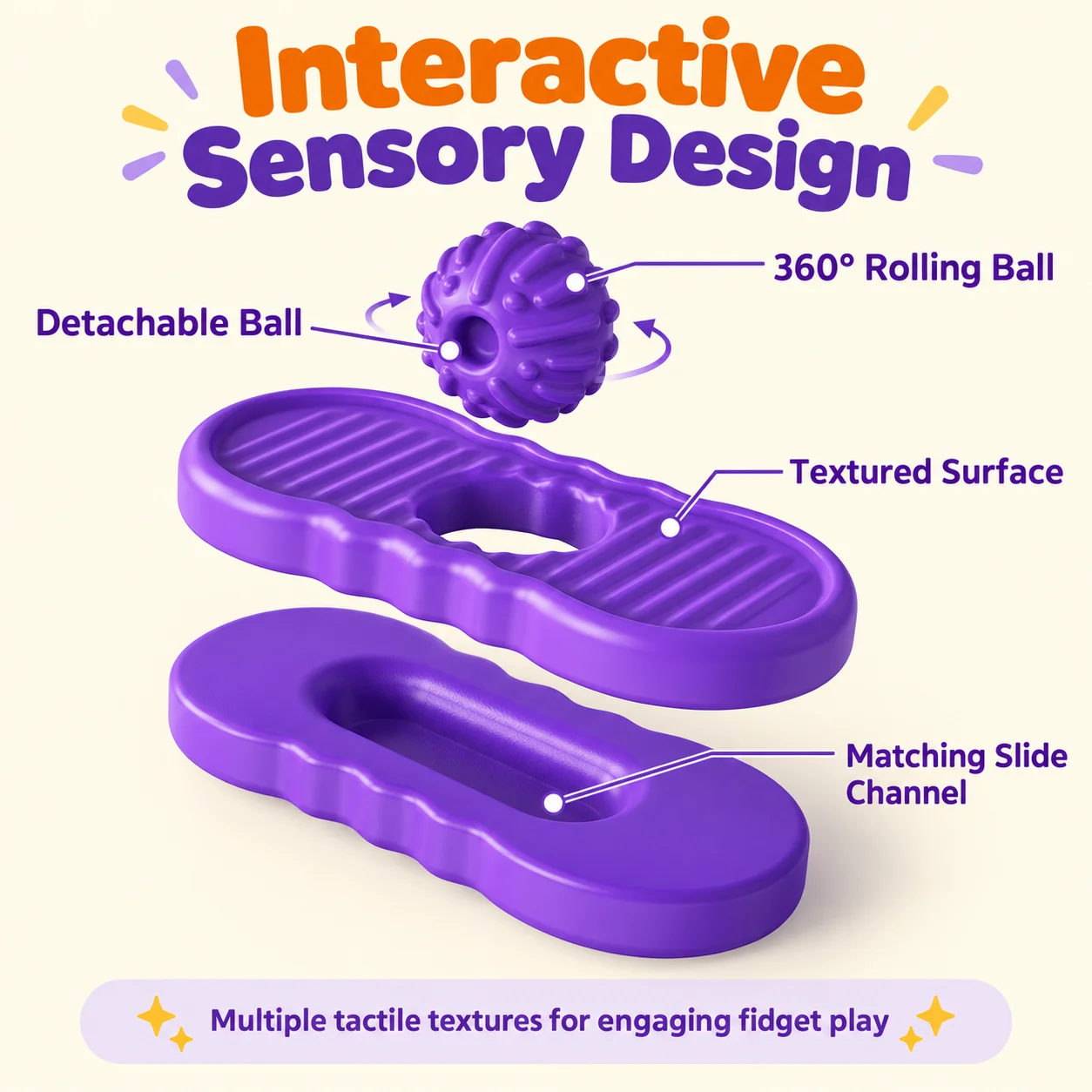 Sensory Fidget Toy Slider with 360° Rolling Ball Stress Relief Pocket Toy Textured Handheld Fidget for Kids and Adults