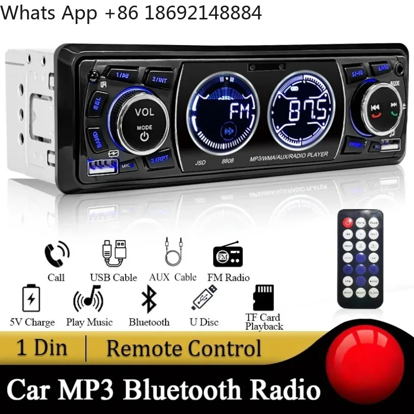 カーラジオ-1din-ステレオ-mp3プレーヤー-オーディオ-bluetooth-fmレシーバー-デュアルusb対応-aux-usb-tfカード対応