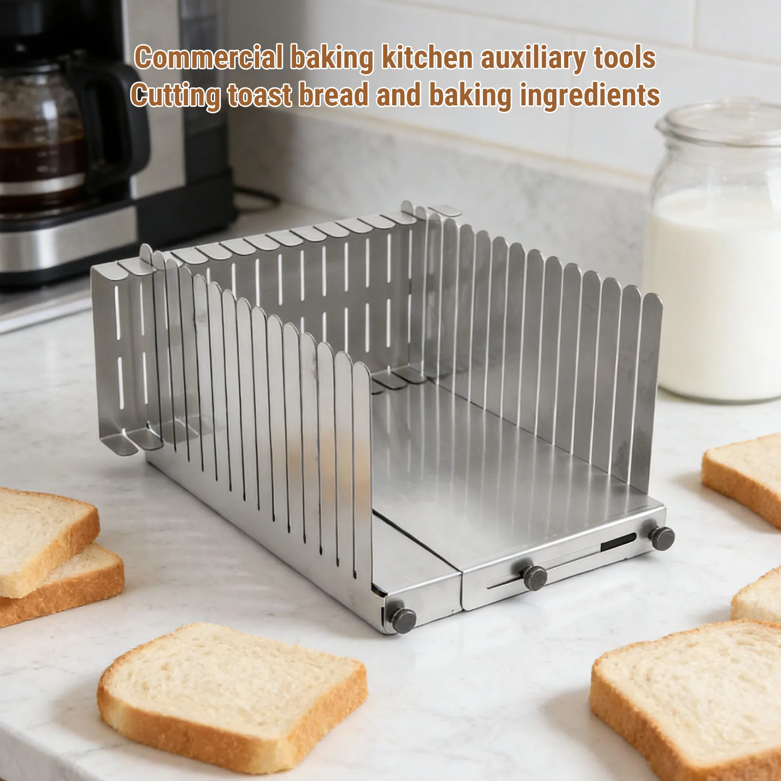 Bread Slicing Guide Stainless Steel Homemade Bread Loaf Toast Slicing Auxiliary Tool for Cakes Bagels Commercial Baking Kitchen