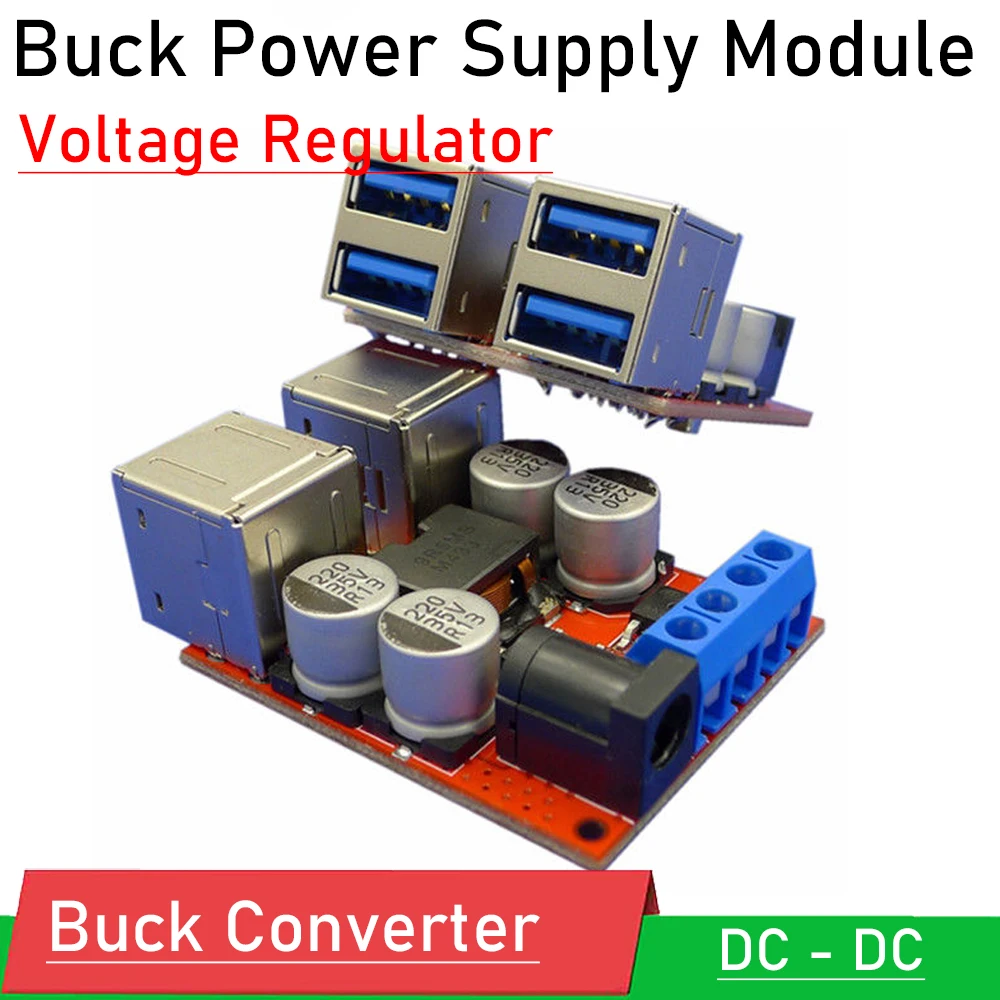 8A 40W DC-DC 8V-35V 12V 24V 5V 전원 벅 컨버터 모듈 4 허브 USB 자동차 충전 배터리 충전기 모듈