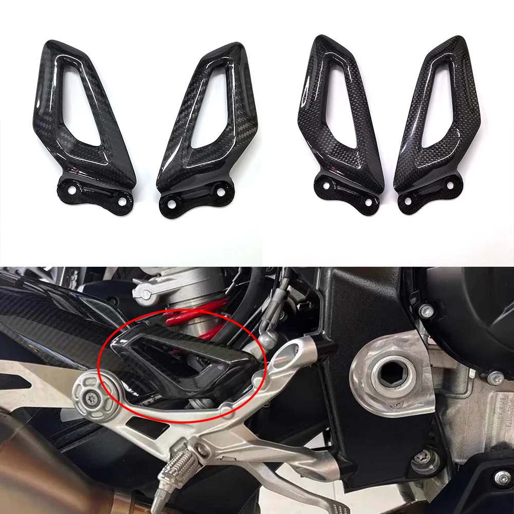 Per BMW S1000RR 2019 2020 2021 2022 2023 Accessori Moto Pura Fibra di Carbonio Tacco Piastre Guardie Pedane Pannelli Parti Kit