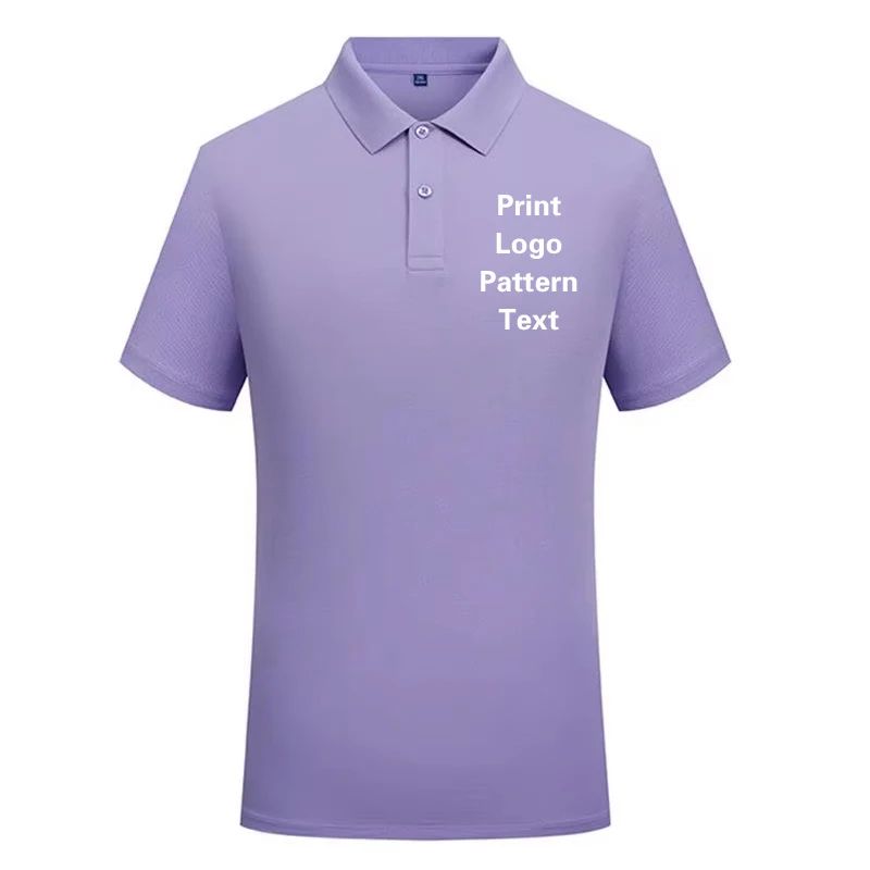 Ice Silk Solid Color Polo Personalized Custom LOGO Casual Multi Color Collar Short Sleeve T-shirt Employee Business Work Clothes