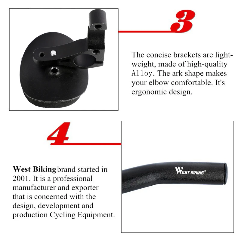 WEST BIKING Aluminium-Legierung TT Lenker Aero Bike Extender Armstützen Verstellbare Lenkerverlängerung mit Schwamm-Ellbogenschonern für Radfahren – Detail 7