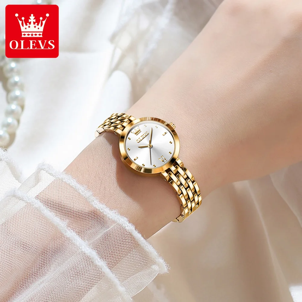 OLEVS 9992 Fashion Simple Quartz Women Wristwatch Top Brand Waterproof Stainless Steel Watch For Woman 25mm Small Dial Watches