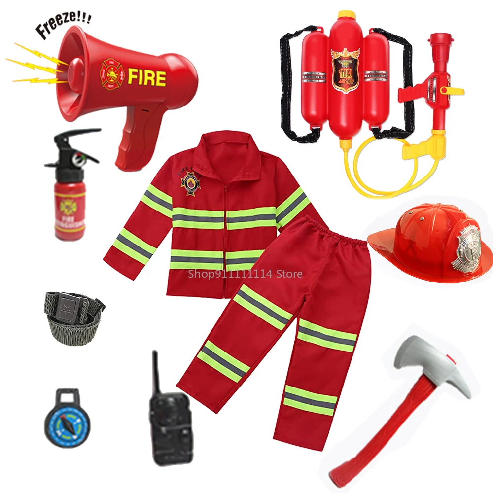 New Year Christmas Gift Fireman Sam Costume Kids Girl Firefighter Cosplay Uniform Role-play Carnival Fancy Suit Purim Rave Party