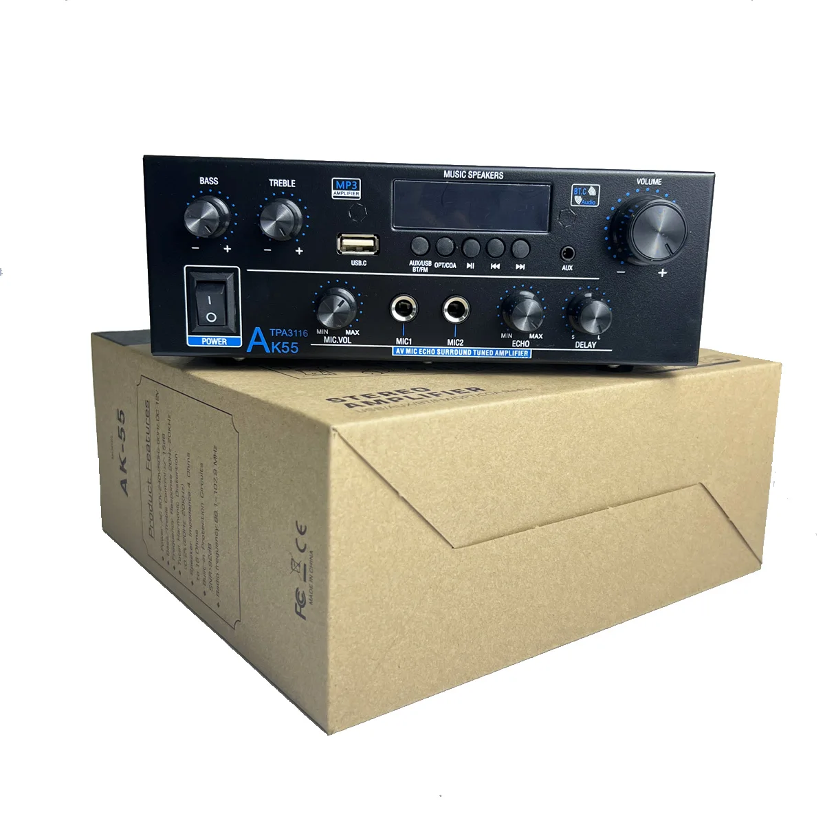 Auto-partner AK55 TPA3116 HiFi Audio Amplifier Digital Bluetooth AMP RMS 70W+70W Channel 2.0  Inputs FM Radio