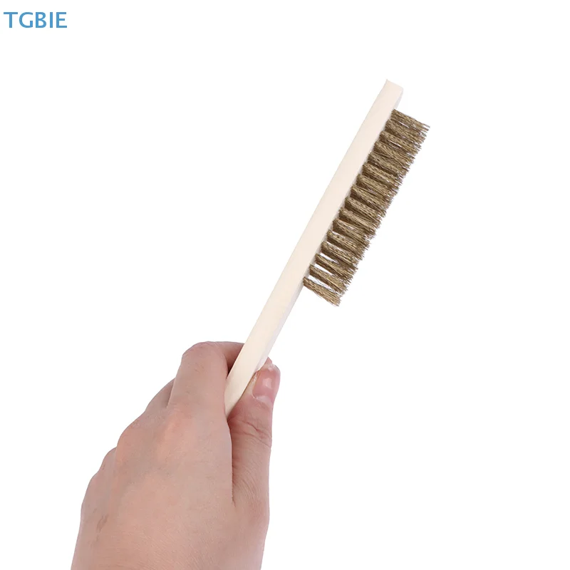[TL][TL]2/5/10Pcs Wood Handle Brass Wire Brush For Industrial Devices Surface/Inner Polishing Grinding Cleaning 6x16 Row Brushes