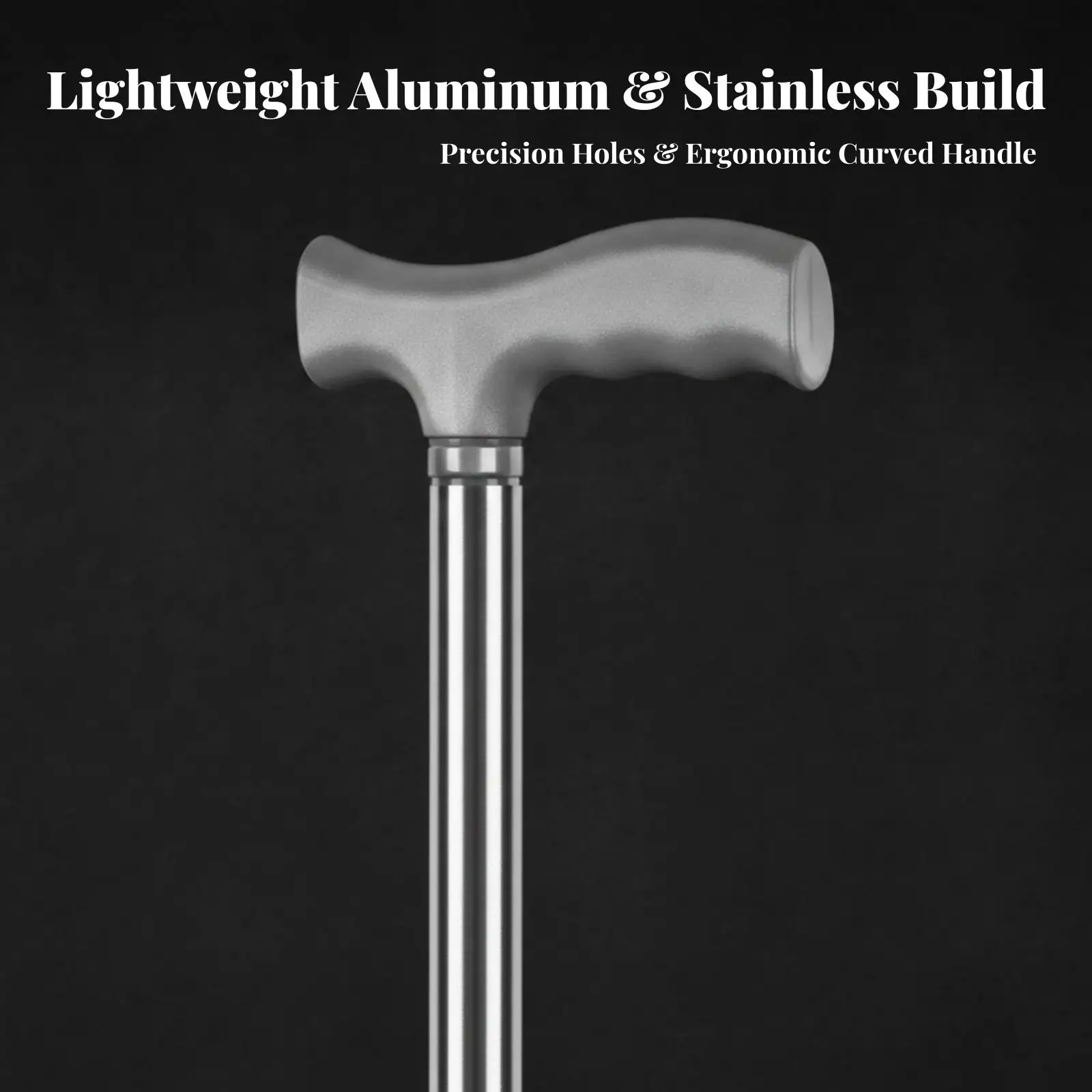 Stainless Steel Adjustable Cane for Men Women Height Customization Comfortable Handle for Daily Walking Support