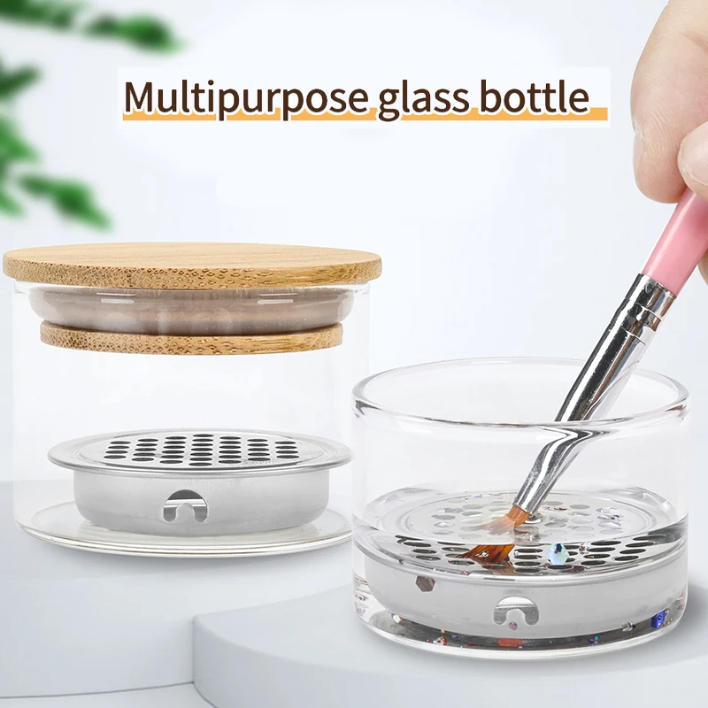 1pcs Nail Crystal Glass Dappen Dish Acrylic Powder Liquid Holder Container Round Shape Nail Lid Cup Bowl Manicure Accessories