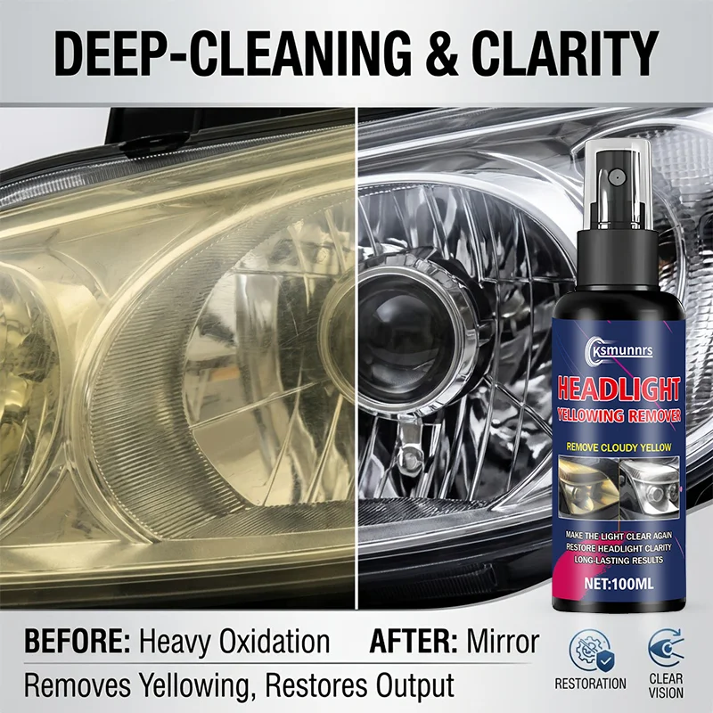 New Automobile headlamp repair spray to remove yellowing and oxidation, restore clarity, and repair yellowing, atomization, oxid