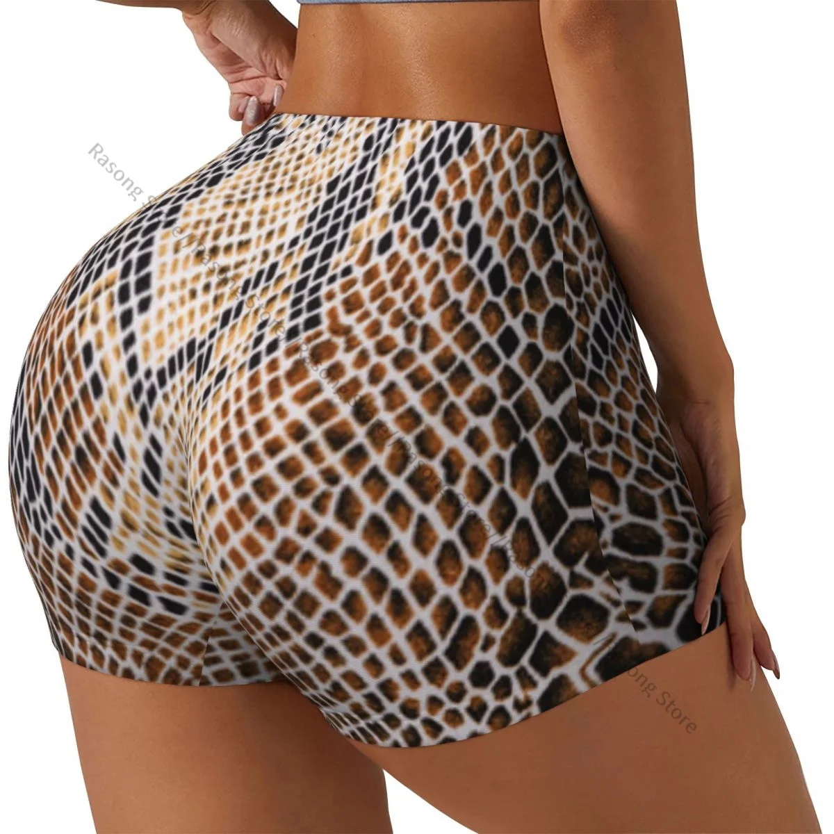 Spandex Yoga Shorts for Women Snake Background Workout Booty Shorts