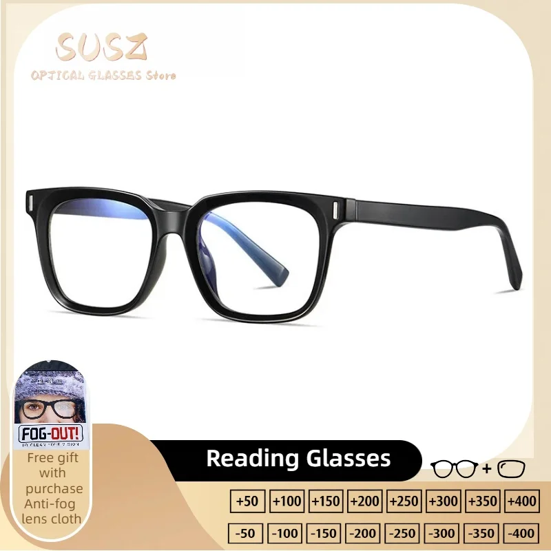 

SUSZ Retro Street Style Optical Frames for Men Fashion Large Square Frame Anti Blue Light Myopia Reading Prescription Eyeware