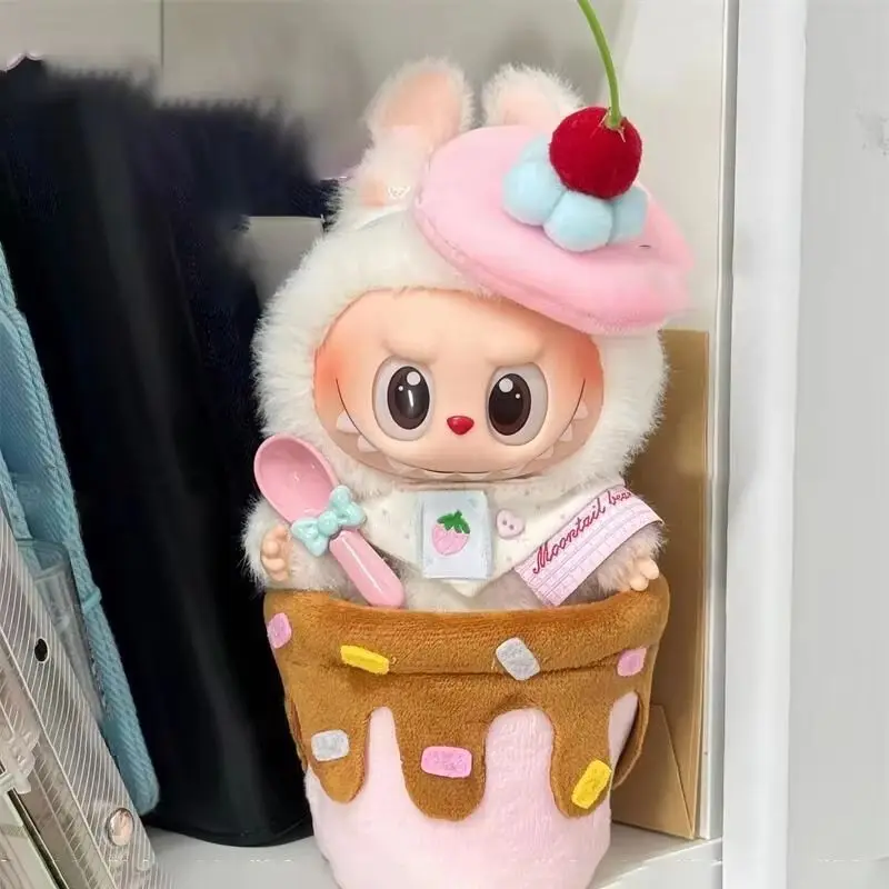 Per set di vestiti per bambole Labubu, design a fragola rosa da 3/4 pezzi, compatibile con accessori per bambole Labubu V1 V2 V3 e 10/13 cm