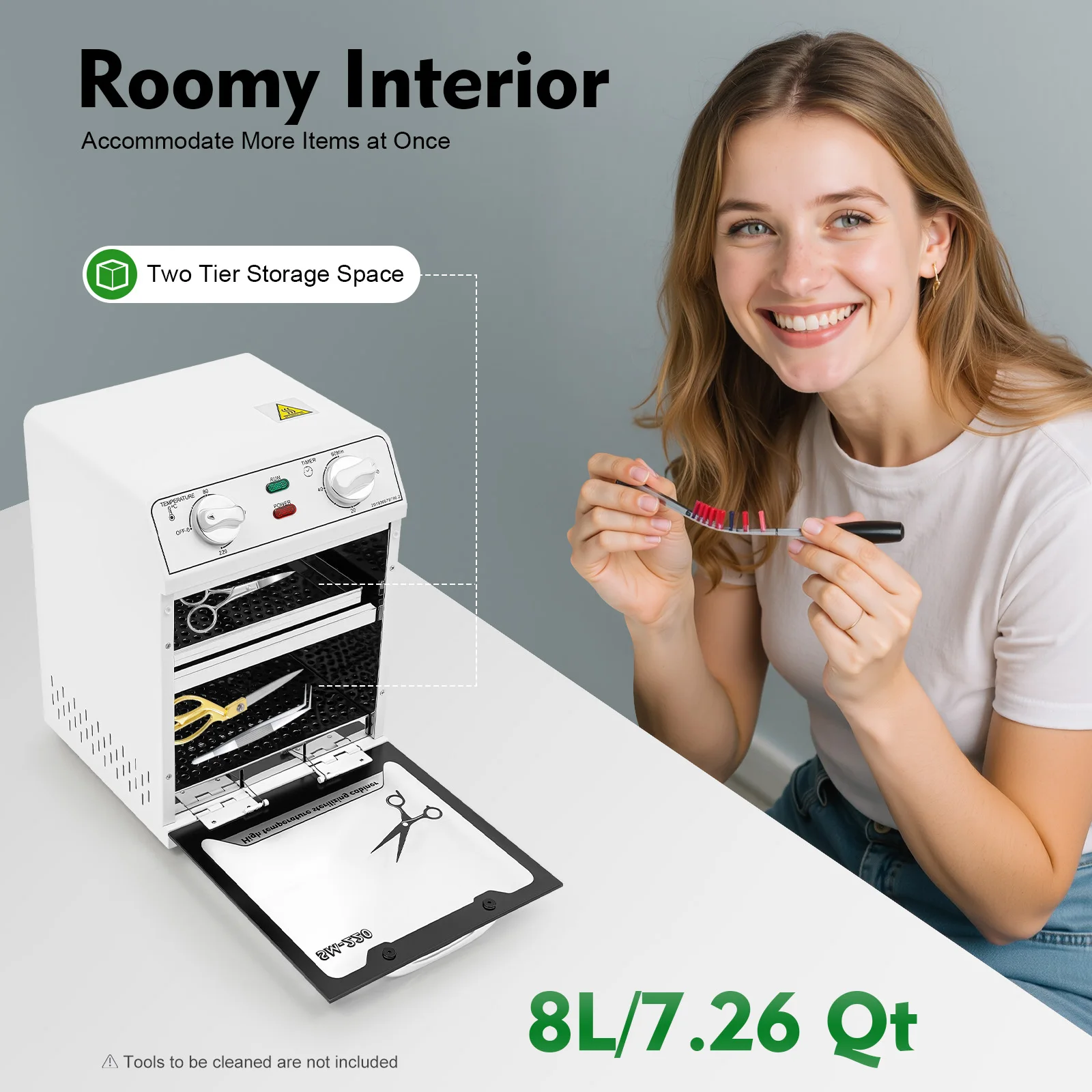 Hochtemperatur-Desinfektionsschrank, 600 W, 220 V, 8 l, UV-frei, trockene Wärme, Desinfektionsschrank für Werkzeuge, Nagel- und Friseurgeräte