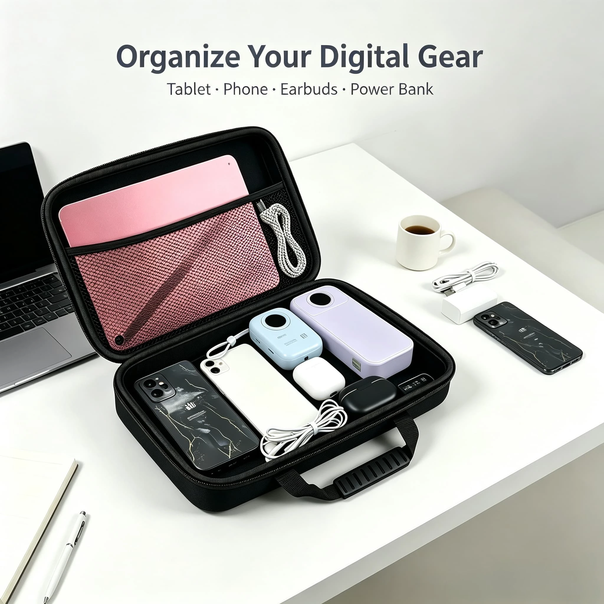 Hard Shell Tablet Storage Bag Large Capacity Carrying Case for 10 11 Inch Pad, Portable Travel Pouch Only Storage Bag