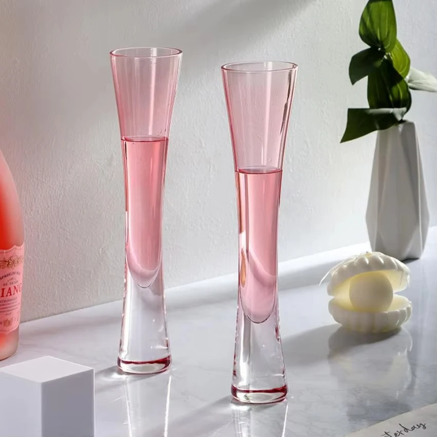 

Pink Crystal Glass Champagne Cup, Sweet Wine Cup, Banquet Wine Set, Women's Beverage Cup, Bar Juice Cup