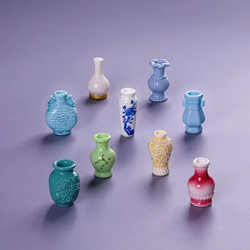 9 Stück Simulations-Porzellan-Harz-Mini-Vasen Vintage Mikrolandschafts-Ornament DIY Blumenvase Heimdekoration Abschluss- und Feiertagsgeschenk – Detail 14