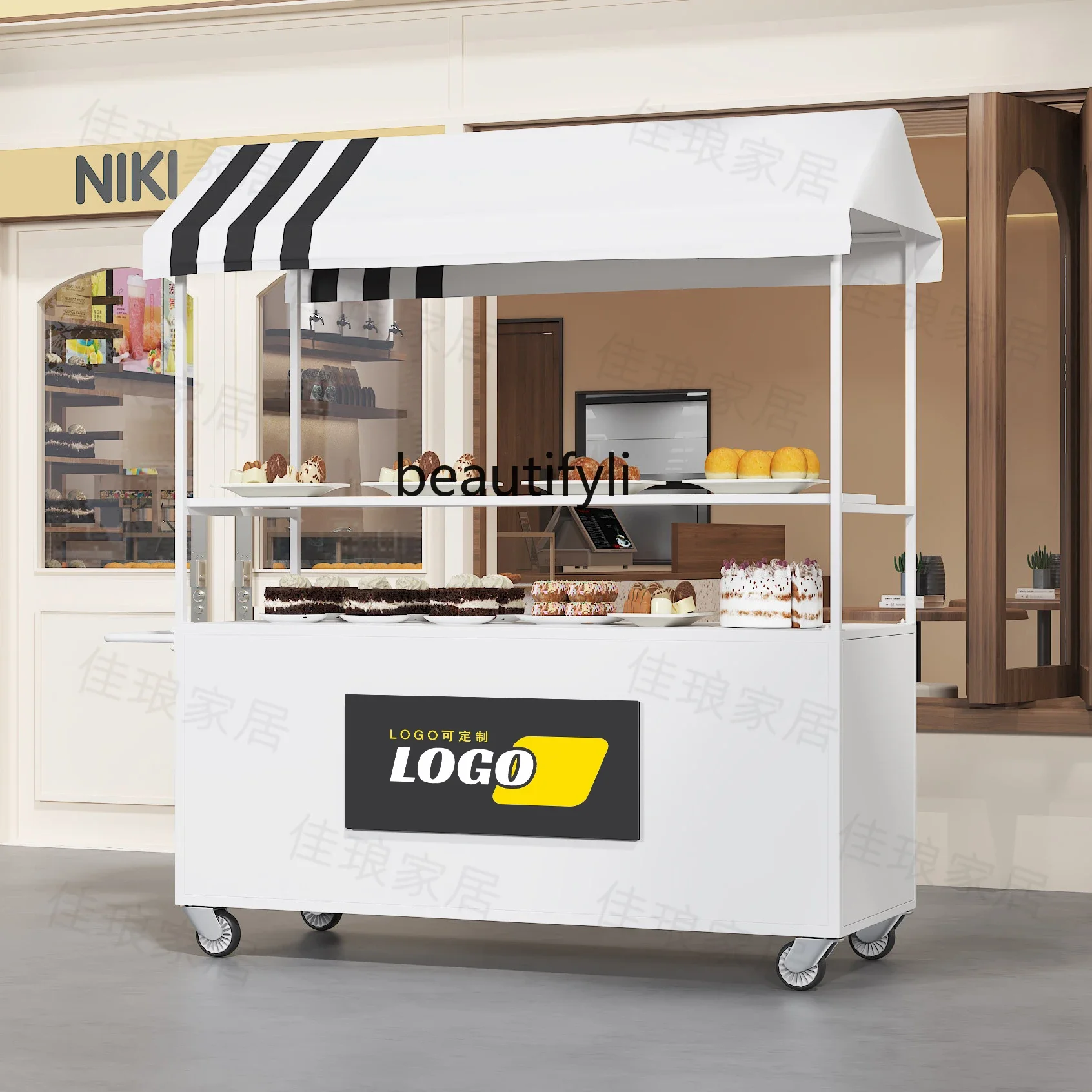 

D06 Stall wrought iron flower car stall trolley night market, truck outdoor mobile snack truck stall