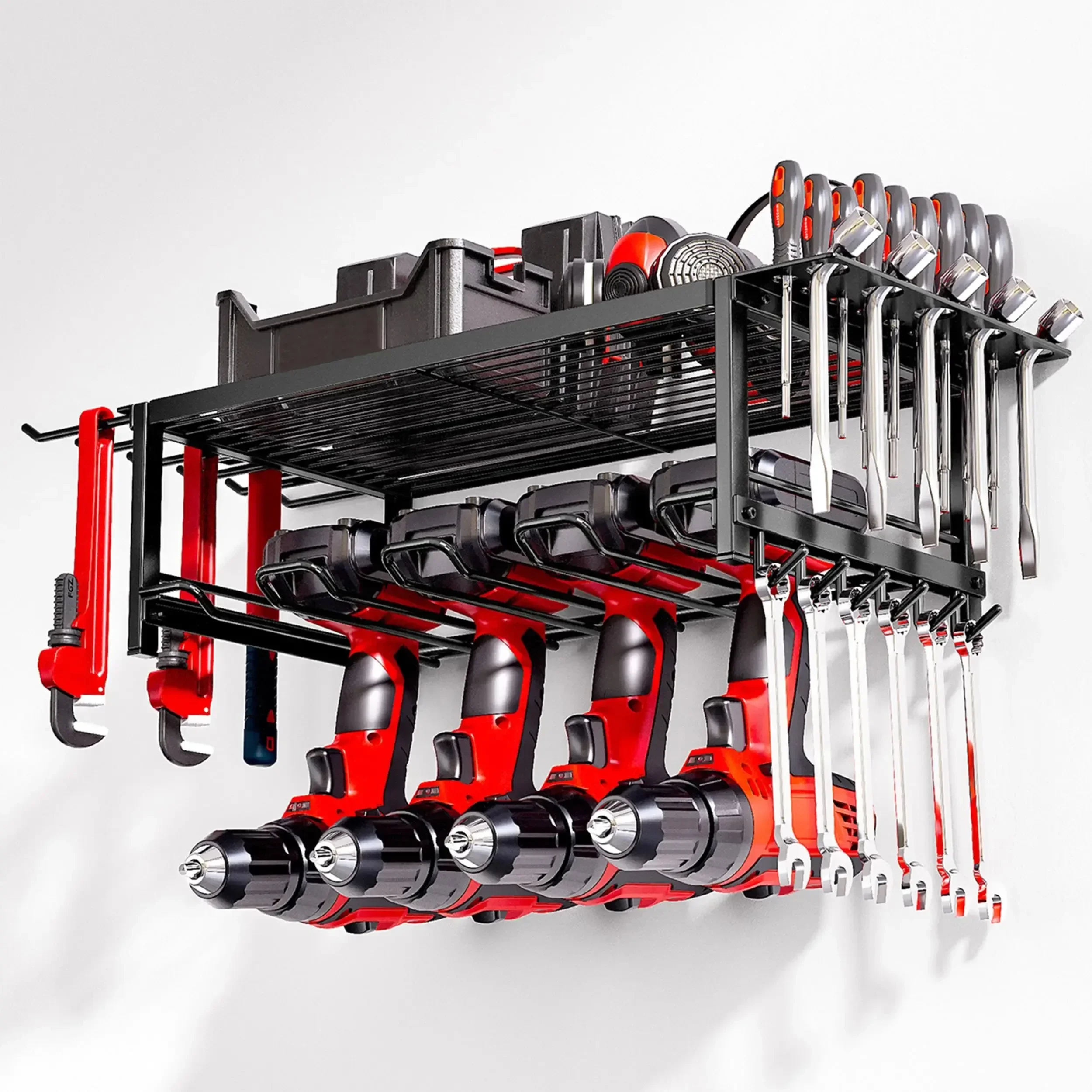 Picture 5: Heavy Metal Storage Tool Set for Workshop Garage Heavy Duty Metal 2 Layers Tool Shelf for Garage Power Tool Organization