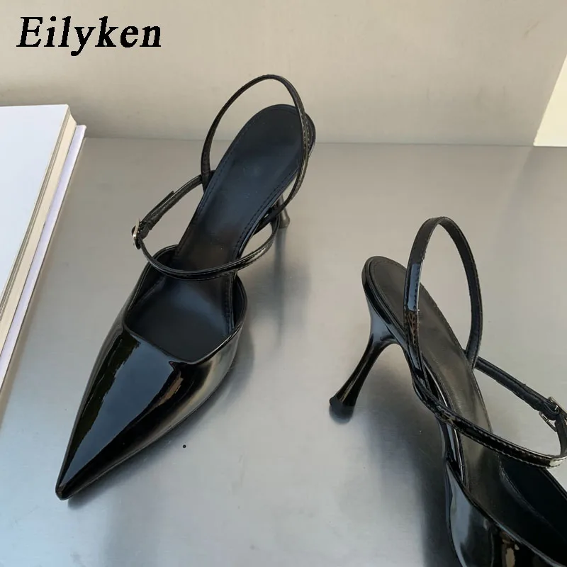 Eilyken 2024 Spring Women Slingback Shoes Fashion Shallow Buckle Strap Elegant Snadal Low Thin Heels Dress Pumps Zapatos