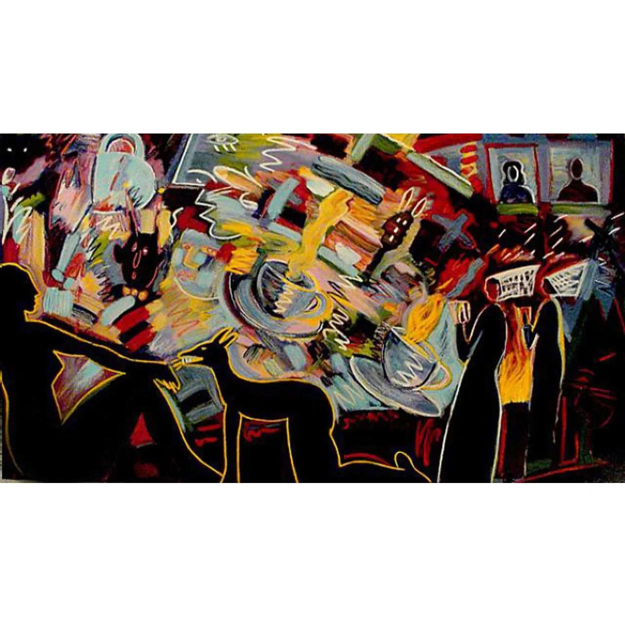 

Carlos Almaraz oil paintings,Pleasure is Mine (Tea Cups),Handmade art paintings on canvas,Abstract oil painting for living room