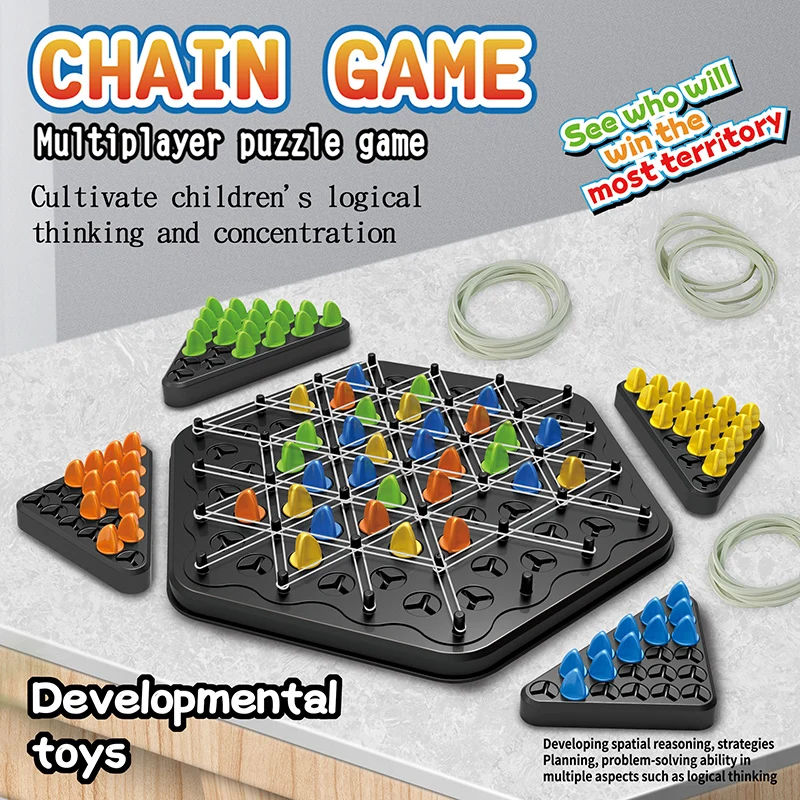 Board Game Multiplayer - Triangle Chain Chess Tabletop Game Toy