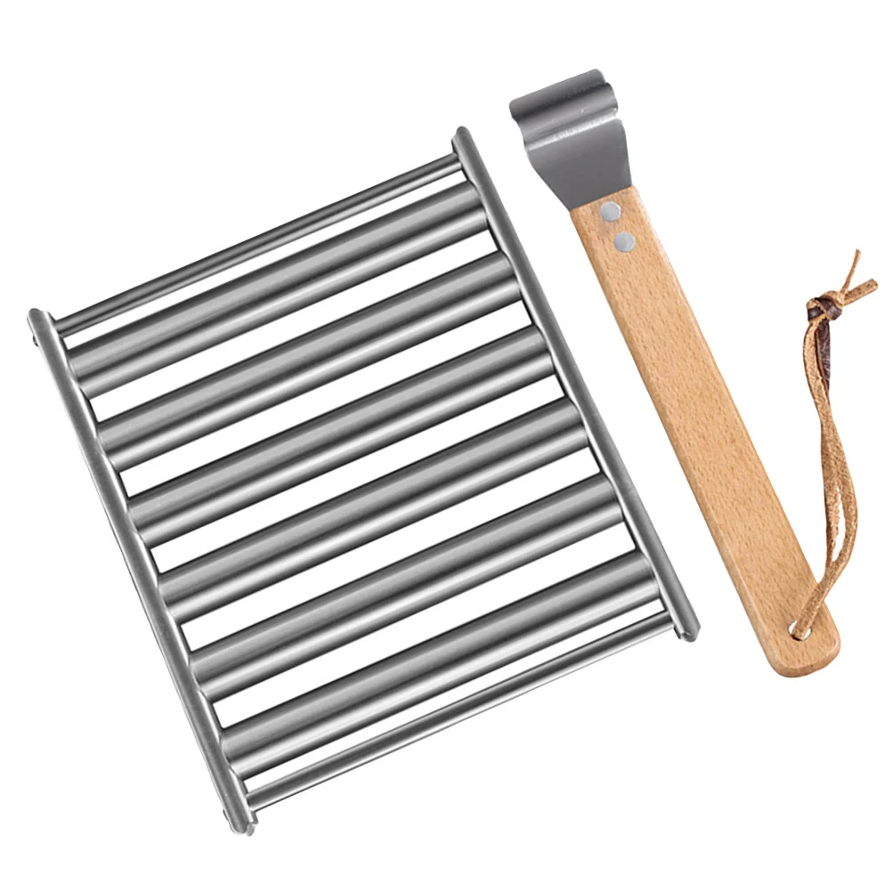 

Sausage Grill Rack Portable Stainless Steel Grate Outdoor Camping Barbecue Rolling Rack Safe Convenient Longtime Use