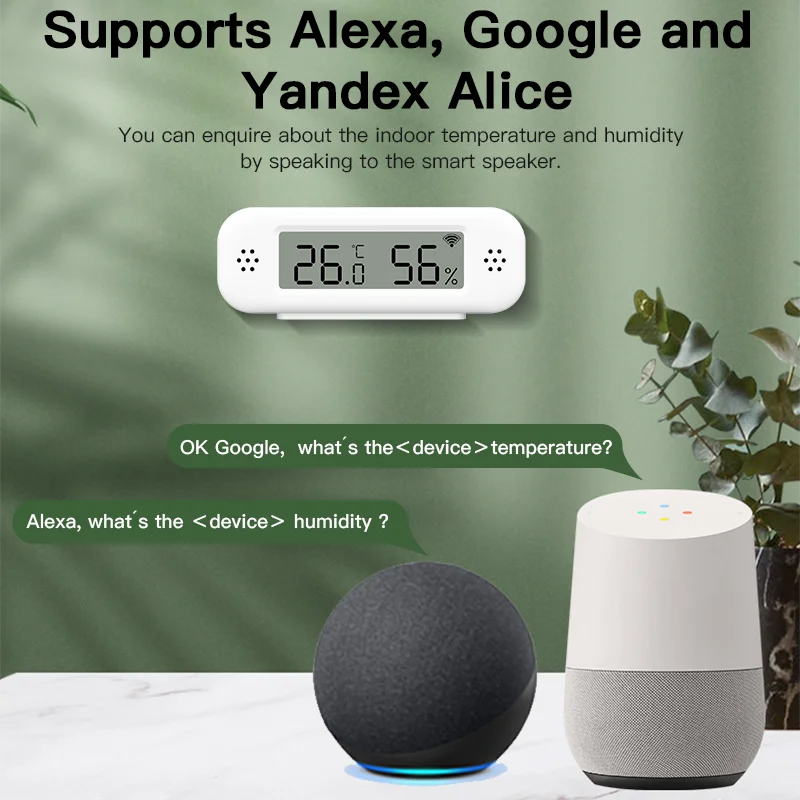 Tuya WiFi Temperature Humidity Sensor For Smart Home Thermometer Hygrometer APP Remote Alarm Work with Google Home Yandex Alexa