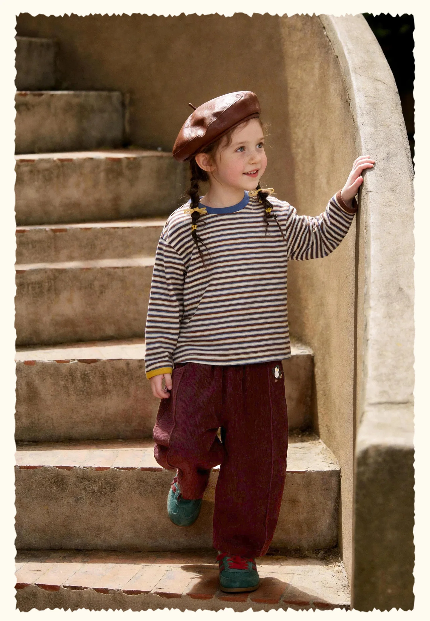 Amila 2026 Herbst Neue Kinder-Freizeithose mit seitlicher Pinguin-Verzierung Vintage Niedliche Atmosphäre Vielseitige Hose – Detail 24