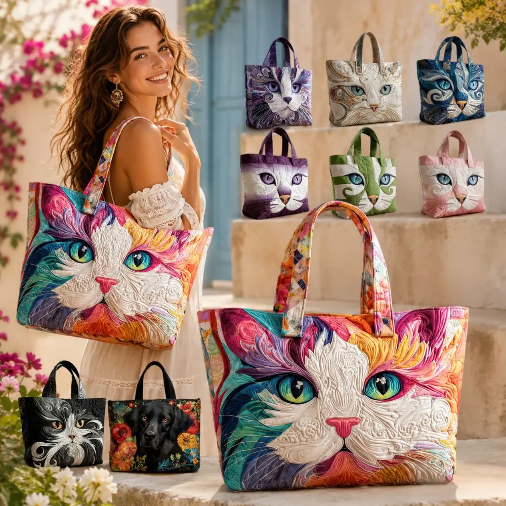 Vintage Women Printed Tote Bag Lightweight Canvas Travel Handbag 2D Printed Patterns Large Capacity Luxury Shoulder Bag