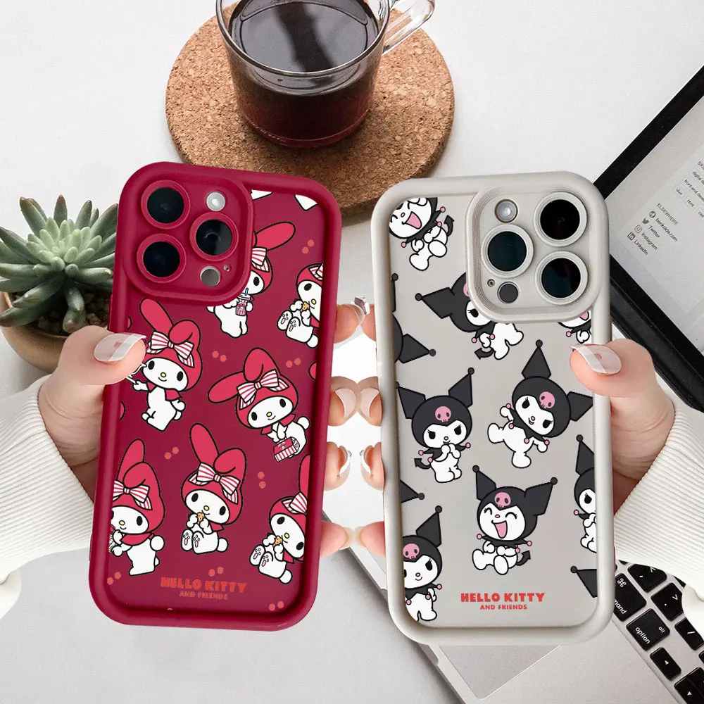 

Kuromi My Melody Pompom Purin Case For Samsung Galaxy S25 S24 S23 S22 S21 S20 Ultra Fe S10 Plus Note 20 Ultra 5G Silicone Cover