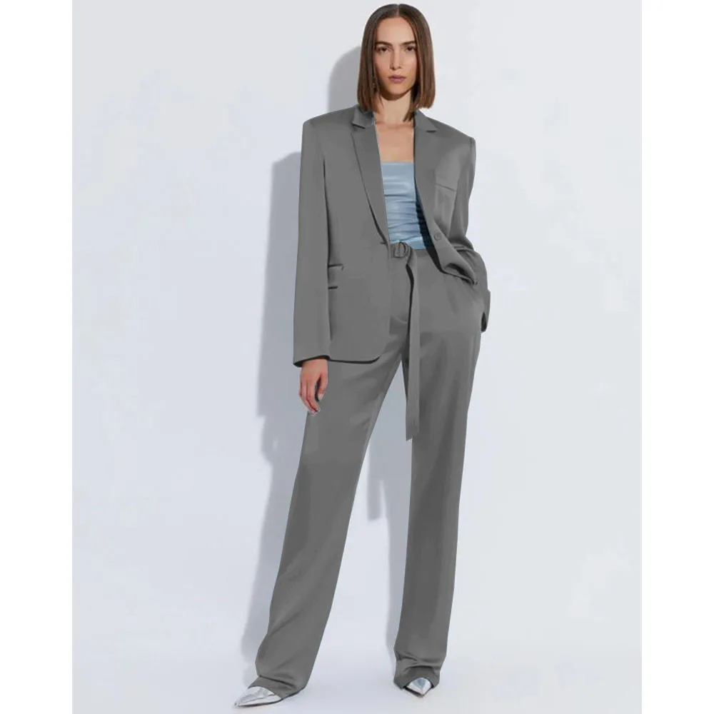 Women's Suit Two Piece Suit Satin Comfort Fabric Single Breasted Elegant Fashion Pants Suit Casual Work Wear Party Business Sets