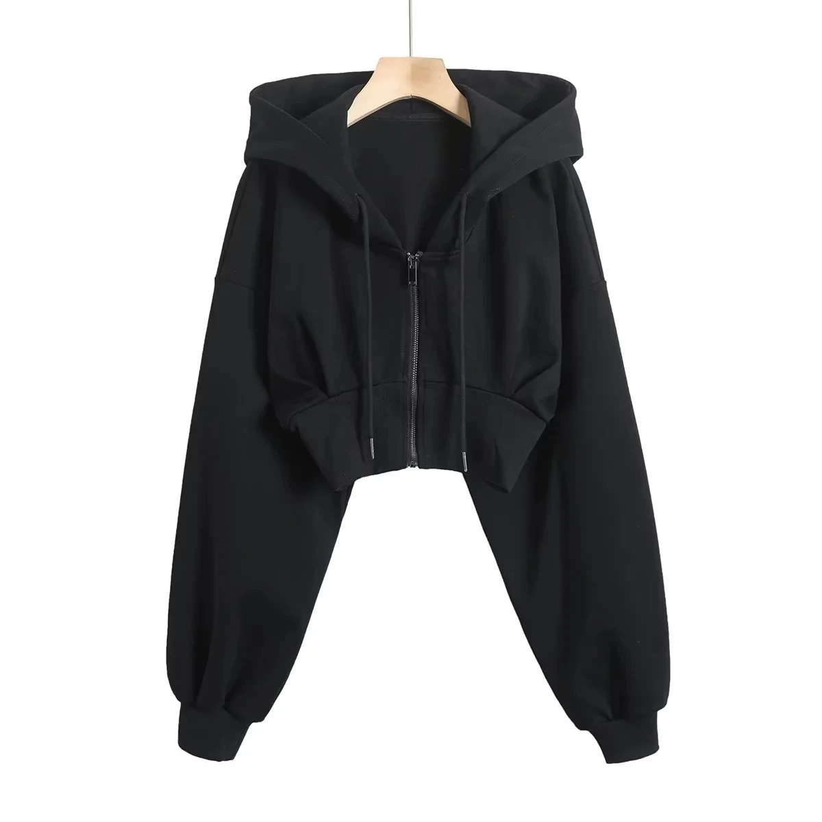 เสื้อฮู้ดสไตล์เรโทรสำหรับผู้หญิงจากสถาบันกีฬาอเมริกัน ทรงเข้ารูป รัดเอว มีซิป แขนยาว แฟชั่นทันสมัย