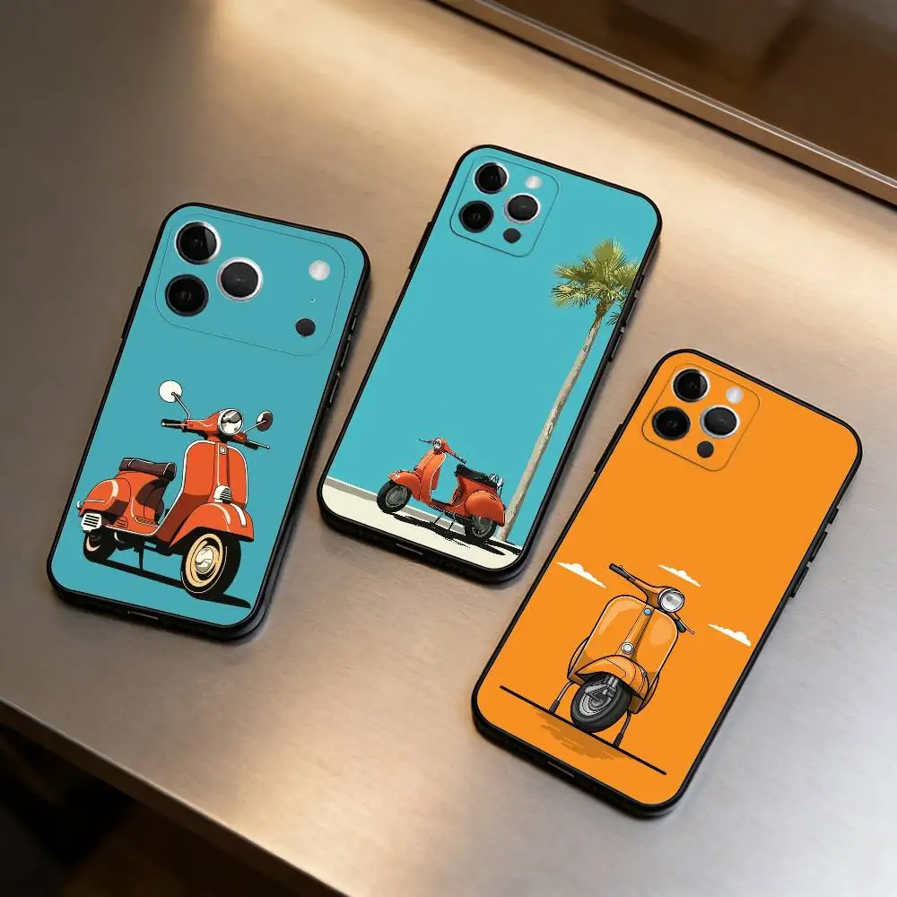 

M-Mini Scooter Transparent Soft Silicone Black Cover,Phone Case For iPhone 17,16,15,14,13,12,11 Plus,Pro Max,XS