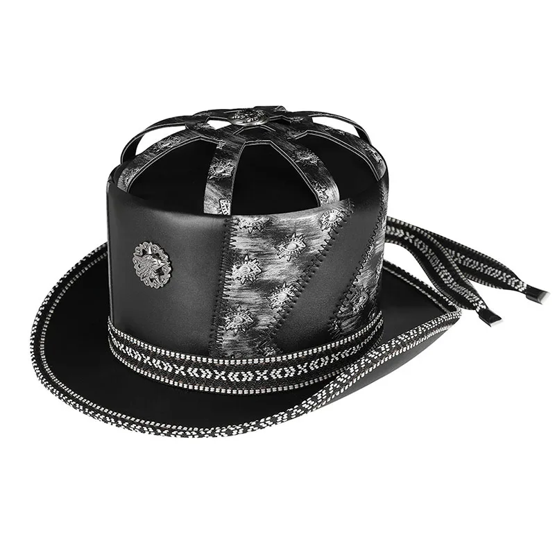 New Vintage Medieval Steampunk Hat Punk Magic Knight Vikings Pirate Cosplay Gothic Men Leather Hat Halloween Anime Prop Headgear 3