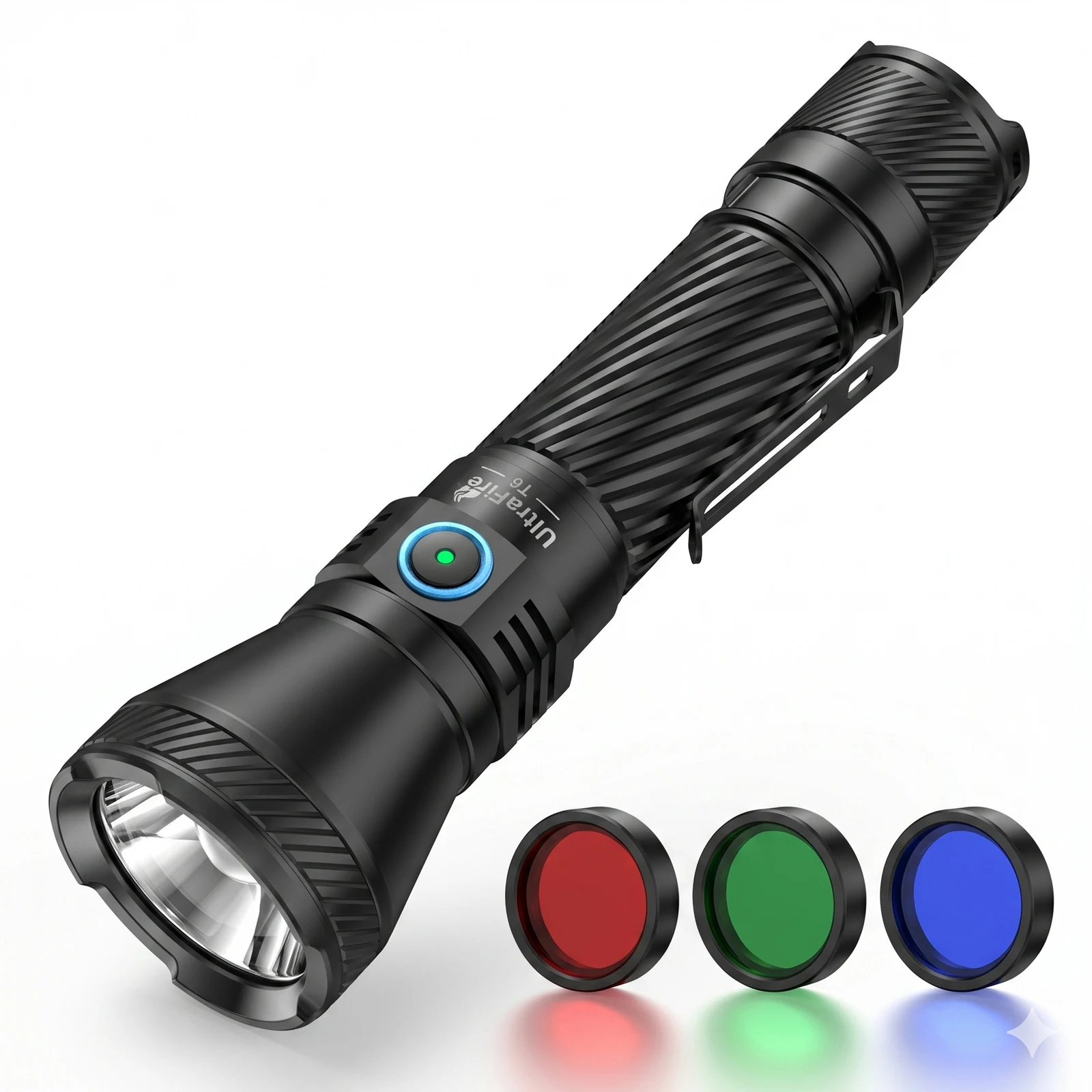 ultrafire-t6-torcia-tattica-da-caccia-1800-lumen-lungo-raggio-550-metri-con-filtri-rosso-verde-blu-21700-usb-c-ip68