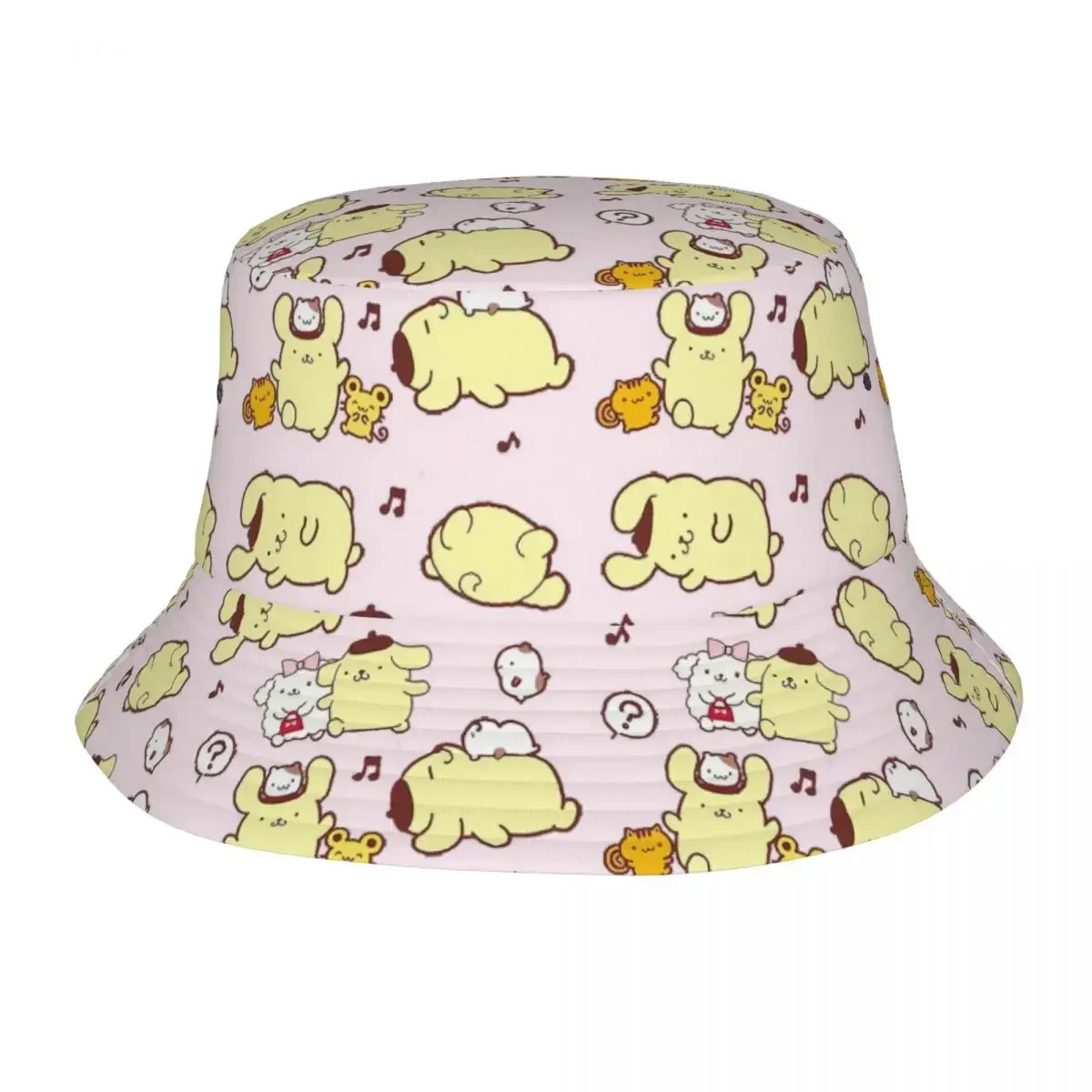 Beach Hatwear Kawaii Pom Pom Purin Accessories Bucket Hat Unique Girl Sun Hat Cartoon Boonie Hat Fishing Fisherman Hats Hiking