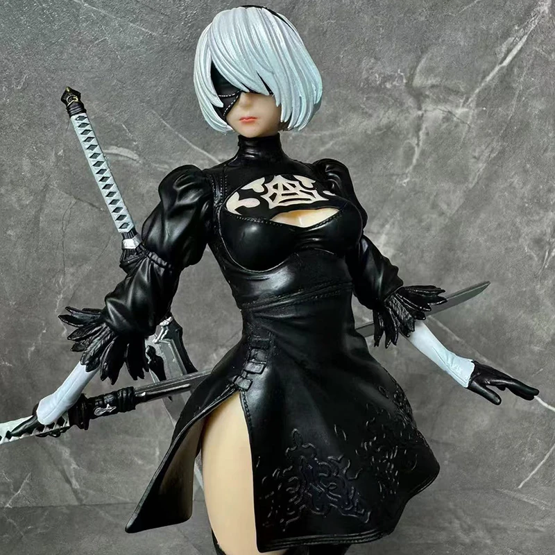 New In Nier Automata 2b Anime Girl Gk Figure Sculpture High Slit Battle Suit Collectible Statue Desktop Decoration Toys Gift view 2